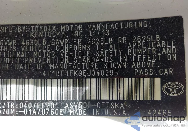 4T1BF1FK9EU340295: 43675479