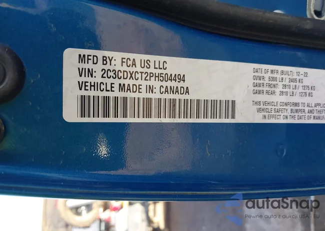 2C3CDXCT2PH504494: 43675623