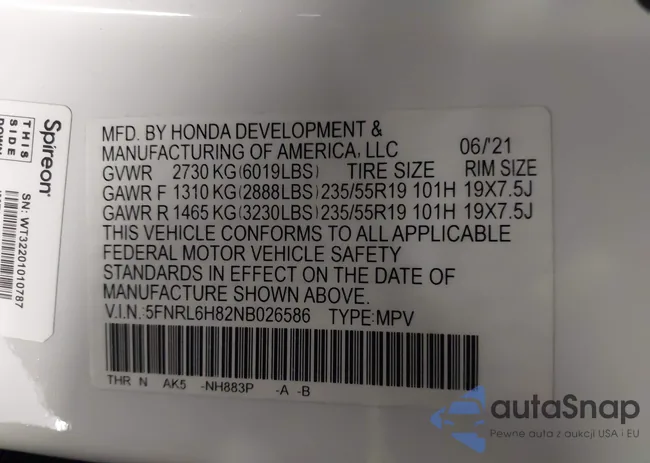 5FNRL6H82NB026586: 43675646