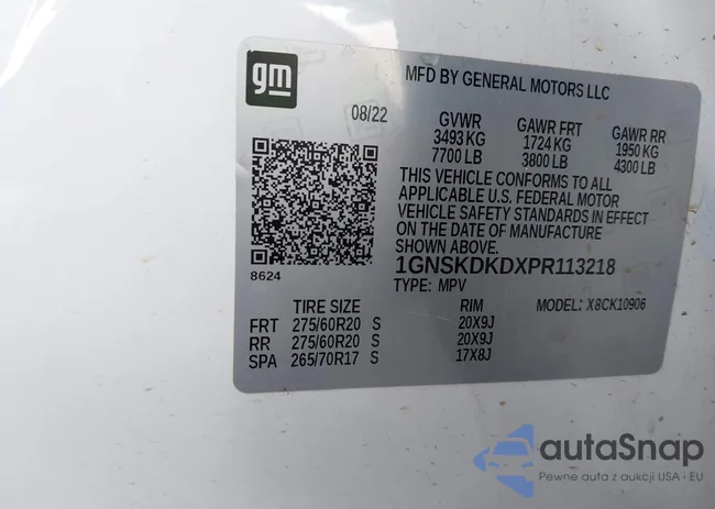 1GNSKDKDXPR113218: 43674783