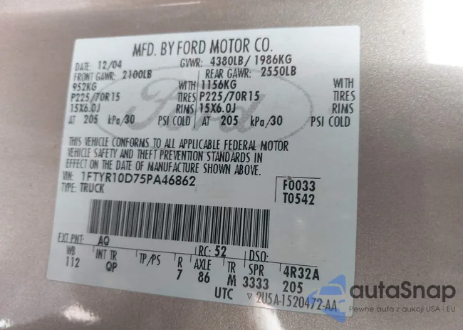 1FTYR10D75PA46862: 43674846