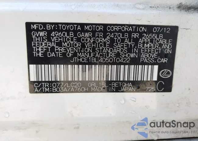 JTHCE1BL4D5010422: 43674878