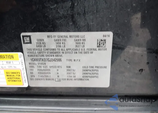 1GKKVTKD7GJ342906: 43674890