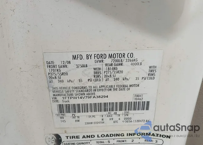 1FTPW14V79FA38294: 43674964