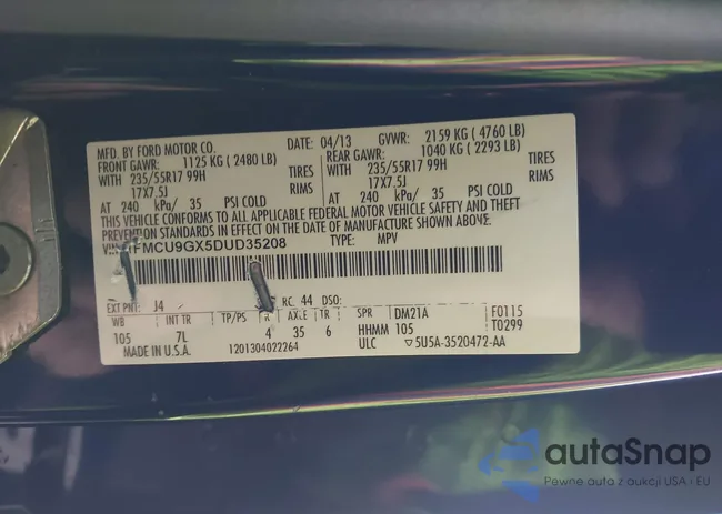 1FMCU9GX5DUD35208: 43675101