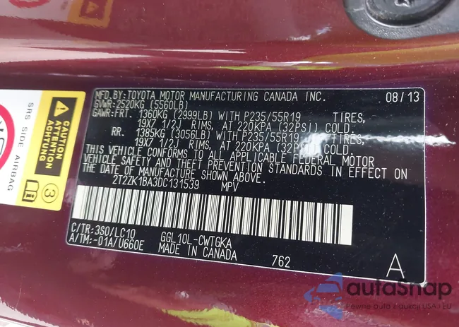 2T2ZK1BA3DC131539: 43676563