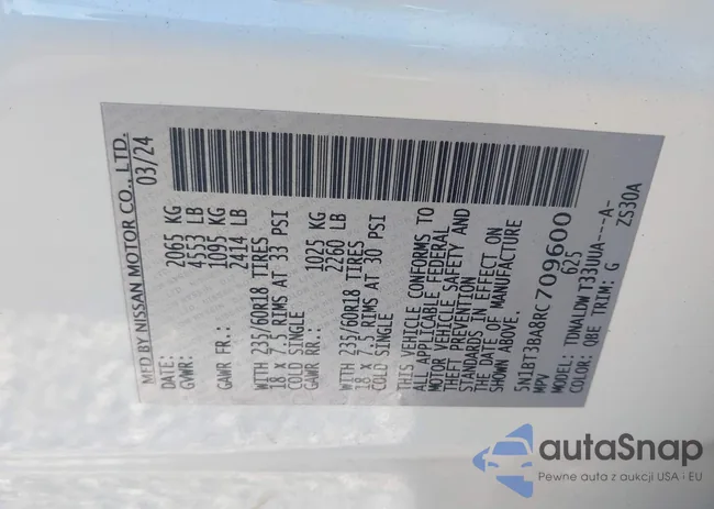 5N1BT3BA8RC709600: 43676600