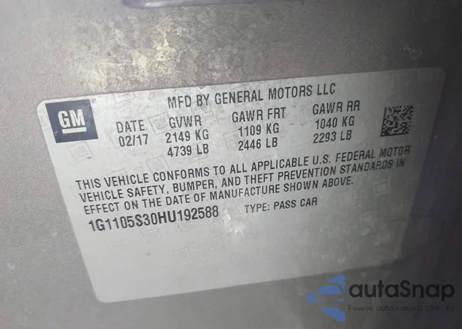 1G1105S30HU192588: 43676719