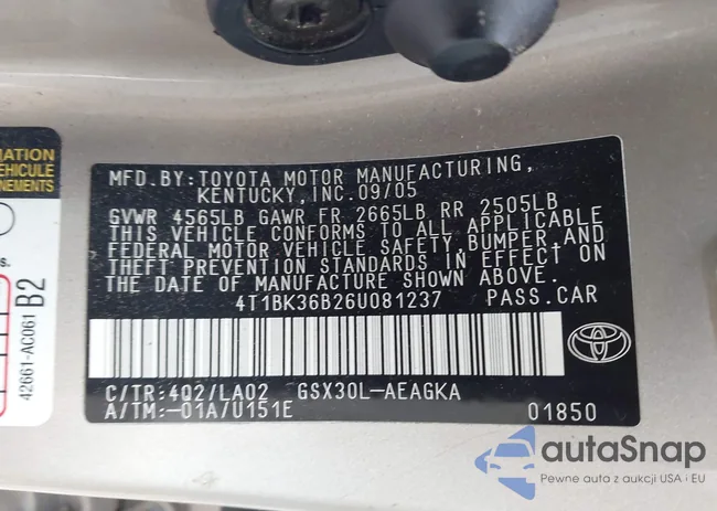 4T1BK36B26U081237: 43675883