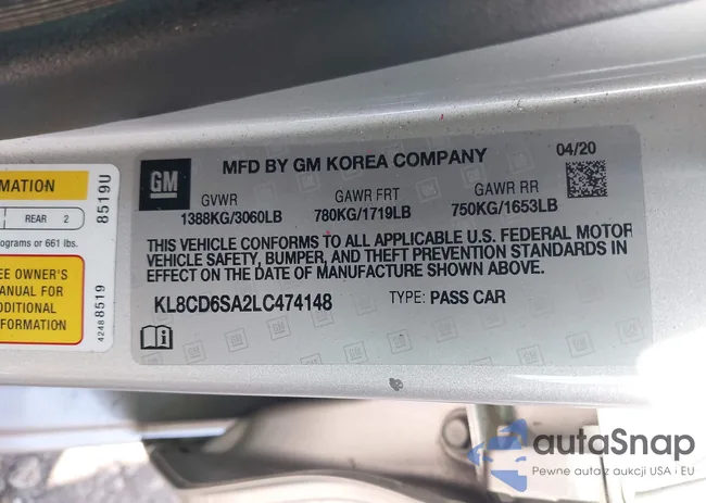 KL8CD6SA2LC474148: 43675918