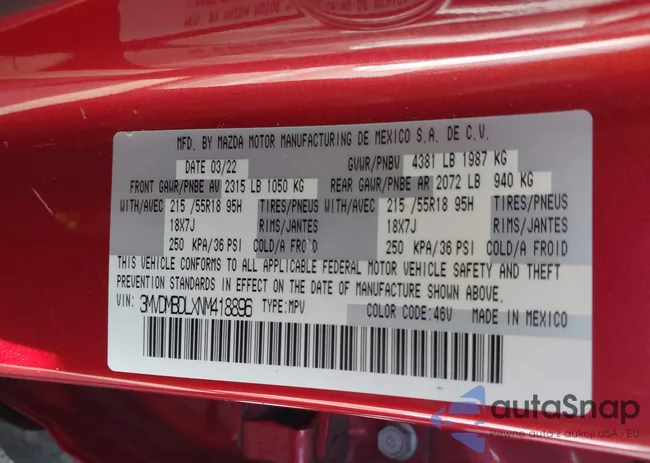 3MVDMBDLXNM418896: 43677405