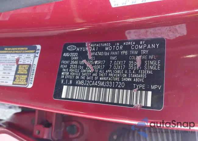 KM8J2CA45MU331720: 43677516