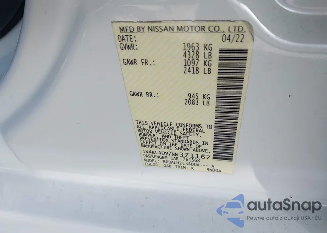 1N4BL4DV7NN371167: 43677536