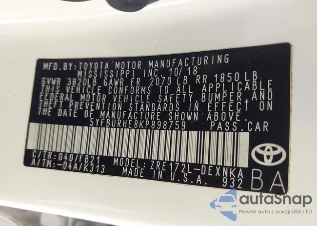 5YFBURHE8KP898759: 43677605