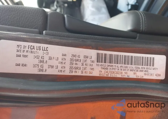 1C4RJFBG9KC662100: 43677684