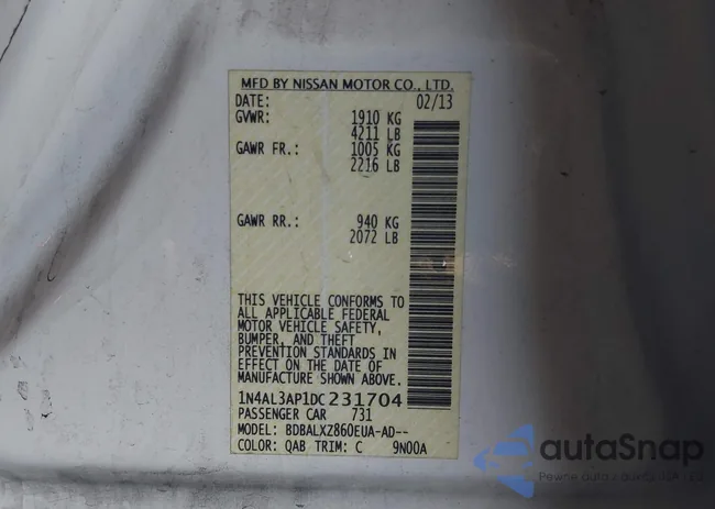 1N4AL3AP1DC231704: 43676742