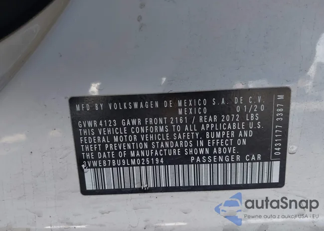 3VWEB7BU9LM025194: 43677045