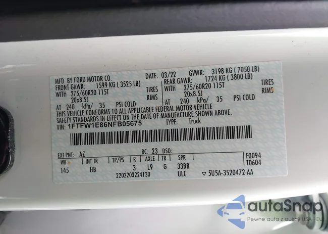 1FTFW1E86NFB05675: 43678265