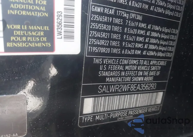 SALWR2WF8EA356293: 43678295