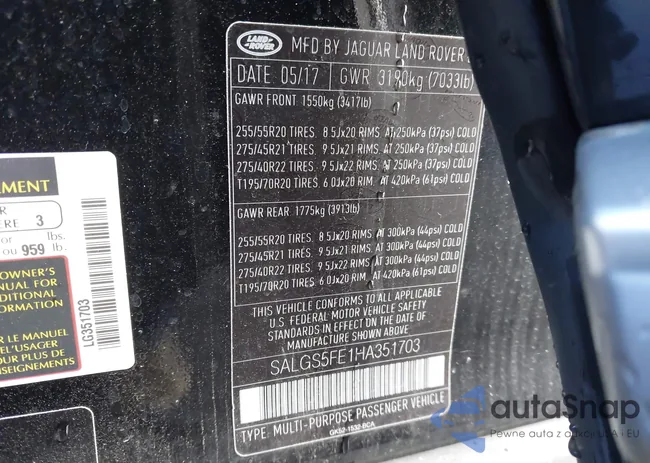 SALGS5FE1HA351703: 43678354