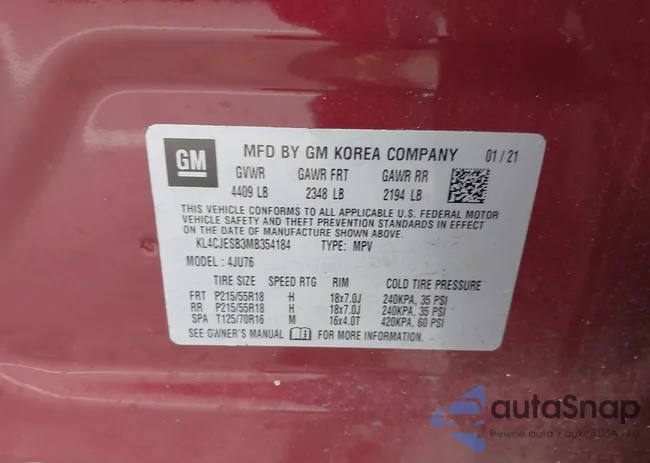 KL4CJESB3MB354184: 43678362