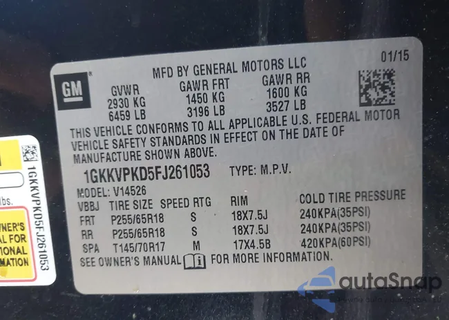 1GKKVPKD5FJ261053: 43678505