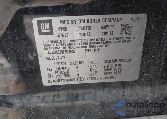 KL4CJCSB0EB596887: 43678522