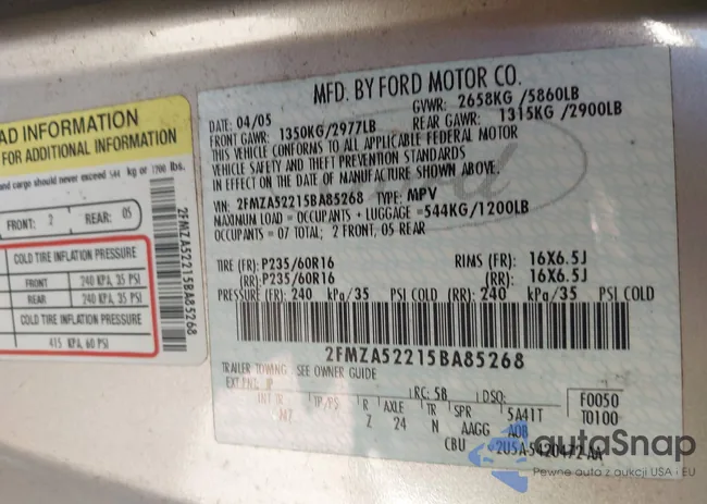 2FMZA52215BA85268: 43678523