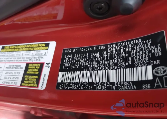 2T1BU4EE8DC066428: 43678539