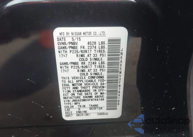 JN8AS5MV0FW764166: 43678543