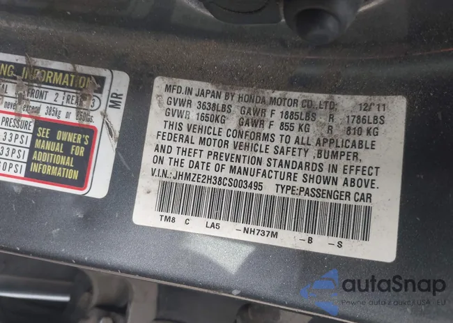 JHMZE2H38CS003495: 43678602