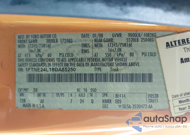 1FTNE24L18DA85250: 43678003