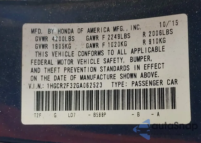 1HGCR2F32GA062523: 43679328