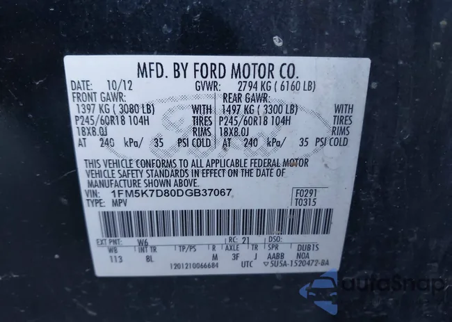 1FM5K7D80DGB37067: 43678835