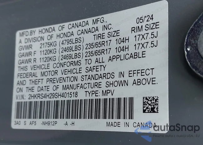 2HKRS4H29SH401518: 43679119