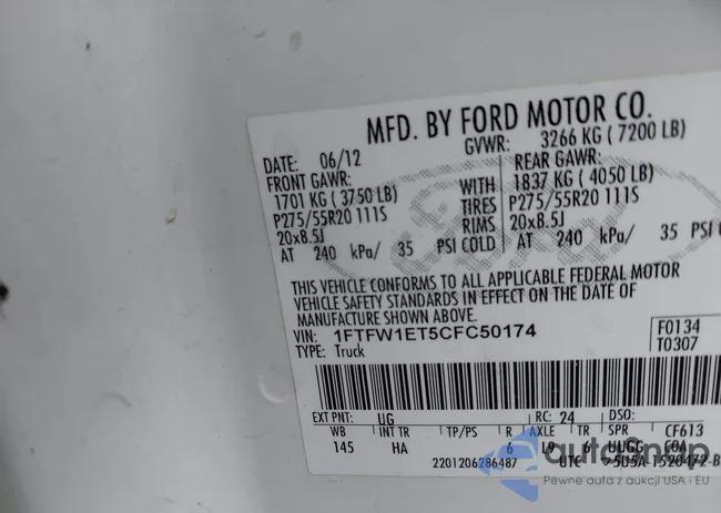 1FTFW1ET5CFC50174: 43680203