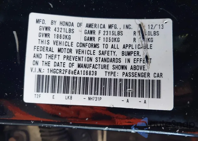 1HGCR2F88EA106839: 43680263