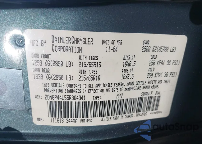 2D4GP44L55R364341: 43679841