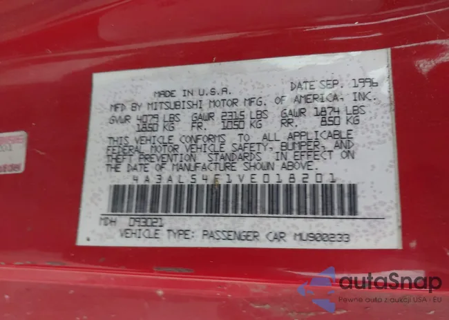 4A3AL54F1VE018201: 43679939