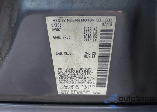 1N4AL3APXJC296109: 43680049