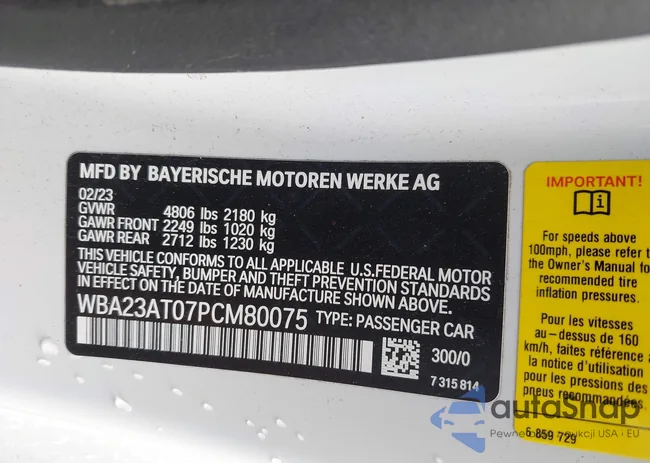 WBA23AT07PCM80075: 43680127