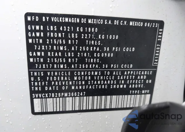 3VVCX7B28PM366247: 43681301