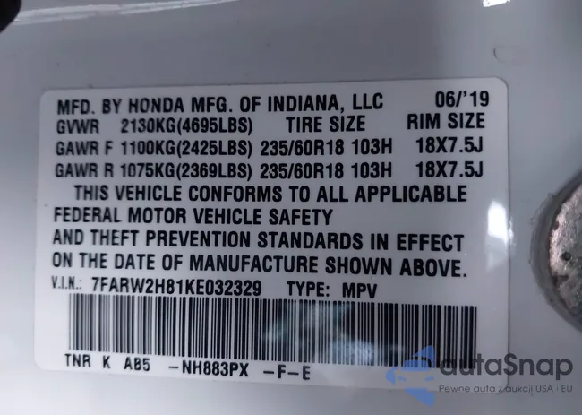 7FARW2H81KE032329: 43681310