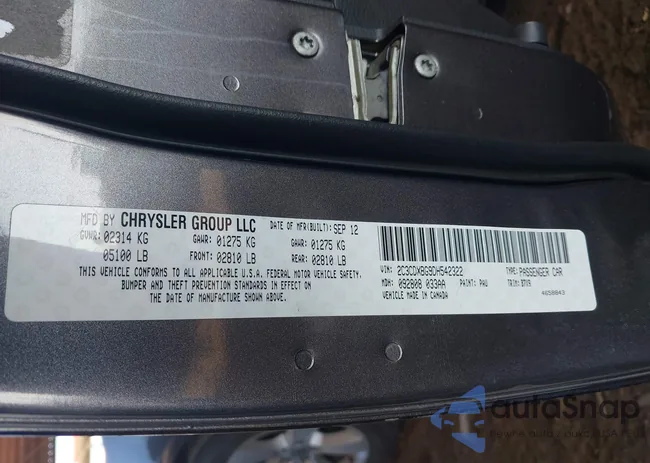 2C3CDXBG9DH542322: 43681521