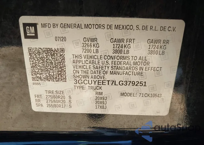 3GCUYEET7LG379251: 43681687