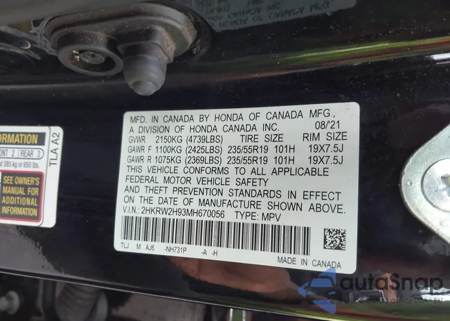 2HKRW2H93MH670056: 43680845