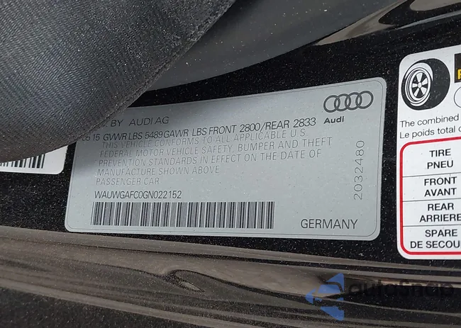 WAUWGAFC0GN022152: 43682423