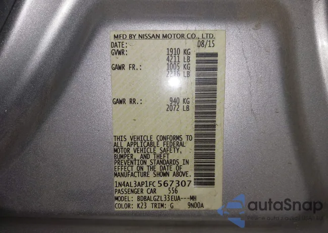 1N4AL3AP1FC567307: 43682474