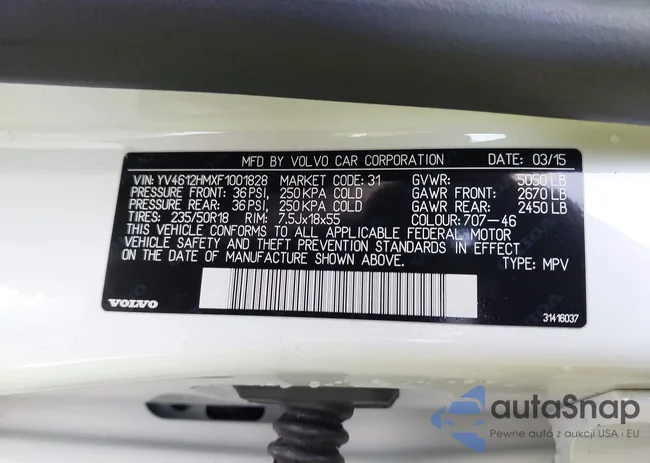 YV4612HMXF1001828: 43682691