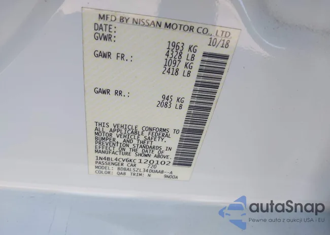 1N4BL4CV6KC120102: 43681737